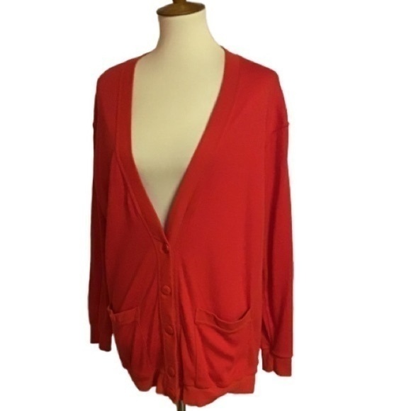Red vintage 80s oversized slouchy cardigan - Picture 1 of 8